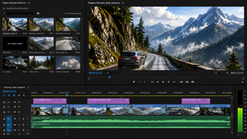 Small preview: video editing timeline interface with colored clips
