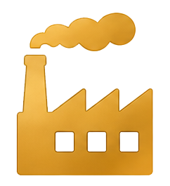 Icon: factory representing the manufacturing industry